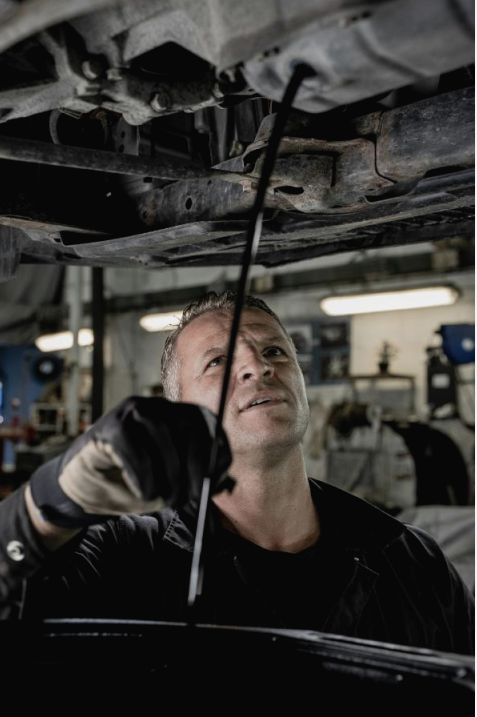 Brake service closeup